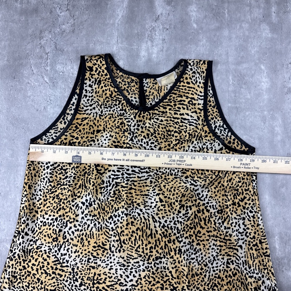 Vintage L.A. Intimates Dress Women's Medium Tan Leopard Satin A-lined 90s Grunge - Picture 6 of 8